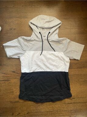 Champs Men’s Colorblock Short-Sleeve Hoodie - Gray, White & Black